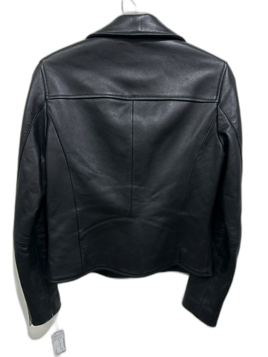 Reiss Size 6 Black Sheep Leather Full ZIp Biker Jacket Black / 6
