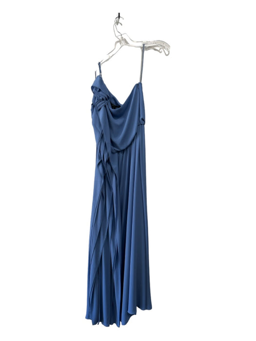 BCBG Maxazria Size XS Blue Polyester One Shoulder Draped Ruffle Maxi Gown Blue / XS