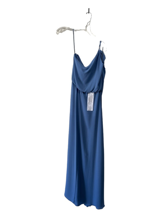 BCBG Maxazria Size XS Blue Polyester One Shoulder Draped Ruffle Maxi Gown Blue / XS