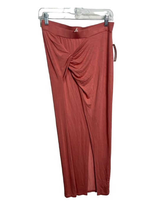 Daily Practice Size S Salmon Pink Viscose Front Slit Stretch Waist Maxi Skirt Salmon Pink / S