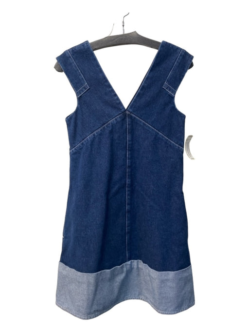 COS Size 2 Denim Cotton V Neck Sleeveless Side Zip Cuffed Dress Denim / 2