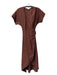 Wilfred Size XS Brown Lyocell blend Wrap Short Sleeve Midi Clasp Dress Brown / XS