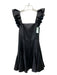 Alice & Olivia Size S Black Faux Leather short Ruffle Sleeve Detail Zipper Dress Black / S