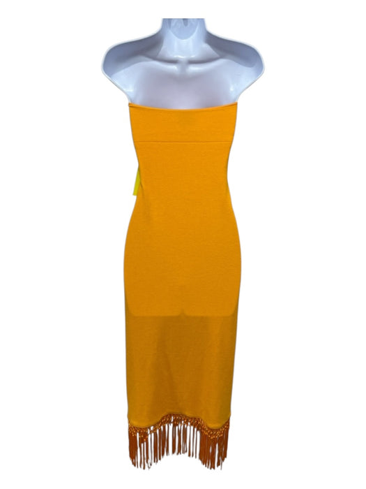 Saylor Yellow Orange Polyester & Rayon Sleeveless Cut Out Halter Tie Neck Dress Yellow Orange