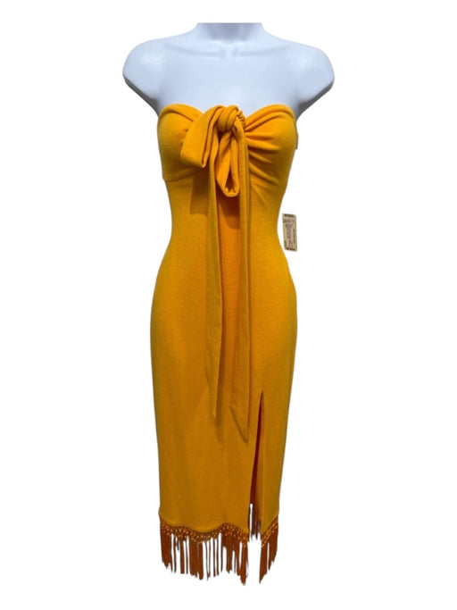 Saylor Yellow Orange Polyester & Rayon Sleeveless Cut Out Halter Tie Neck Dress Yellow Orange