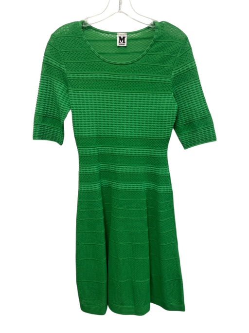 M Missoni Size Est Small Green Short Sleeve Knit Stretch Dress Green / Est Small