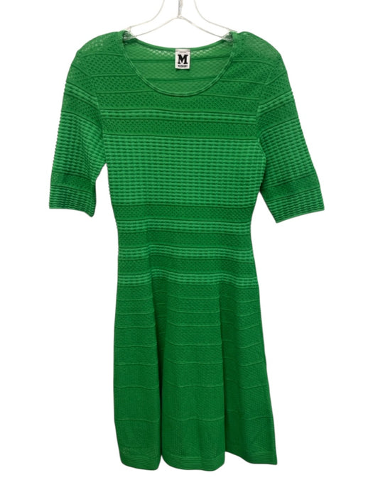 M Missoni Size Est Small Green Short Sleeve Knit Stretch Dress Green / Est Small