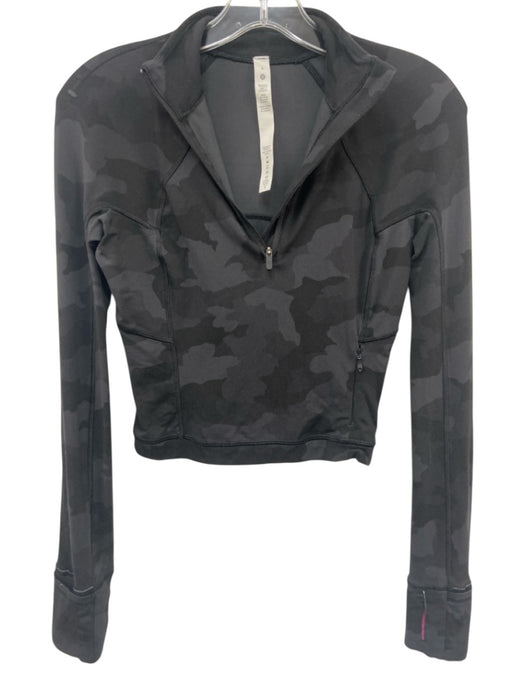Lululemon Size 2 Black & Gray Nylon Blend Long Sleeve Camo Half Zip Sweater Black & Gray / 2
