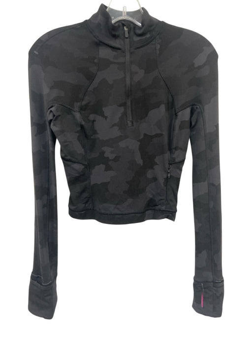 Lululemon Size 2 Black & Gray Nylon Blend Long Sleeve Camo Half Zip Sweater Black & Gray / 2