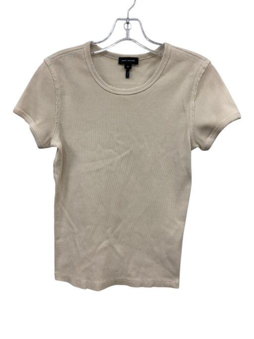 Marc Jacobs Size Medium Cream White Cotton Blend Short Sleeve Distressed Top Cream White / Medium