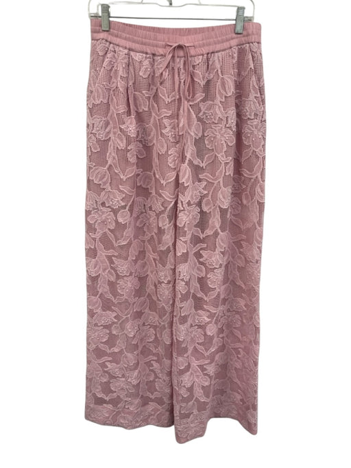 Essentiel Antwerp Size 38 Pink Polyester Drawstring Waist Floral Overlay Pants Pink / 38