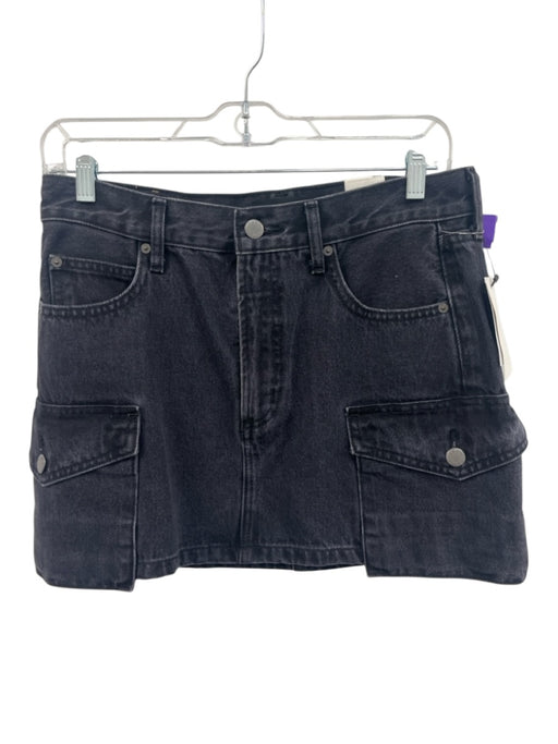 Denim Forum Size 26 Black Cotton Denim Cargo Pockets Mid Rise Mini Skirt Black / 26