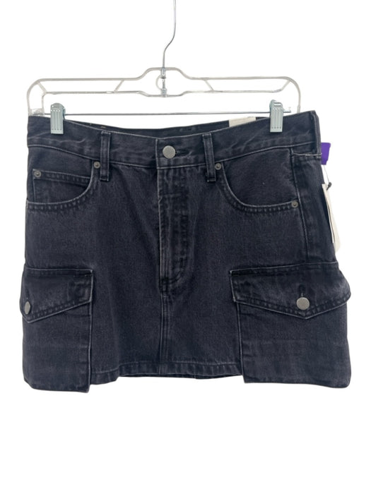 Denim Forum Size 26 Black Cotton Denim Cargo Pockets Mid Rise Mini Skirt Black / 26