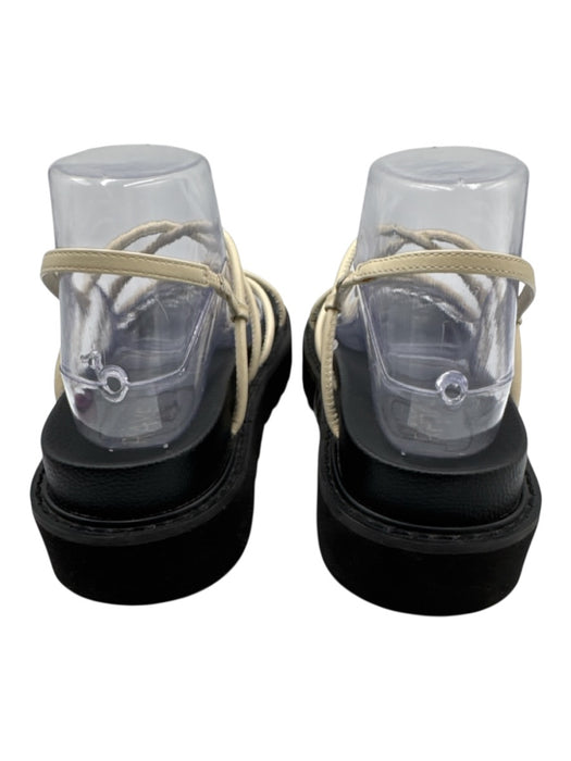 Raye Shoe Size 9 Black & Cream Leather & Synthetic Crossover Strap Sandals Black & Cream / 9