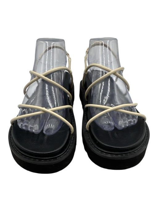 Raye Shoe Size 9 Black & Cream Leather & Synthetic Crossover Strap Sandals Black & Cream / 9