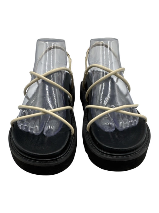 Raye Shoe Size 9 Black & Cream Leather & Synthetic Crossover Strap Sandals Black & Cream / 9