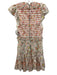 Alice & Olivia Size 2 White & Multi Polyester Flutter Cap sleeve Floral Dress White & Multi / 2