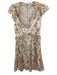 Alice & Olivia Size 2 White & Multi Polyester Flutter Cap sleeve Floral Dress White & Multi / 2