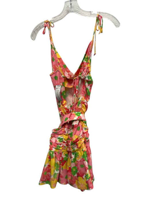 For Love & Lemons Size S Pink, Yellow, Green Polyester Spaghetti Strap Dress Pink, Yellow, Green / S