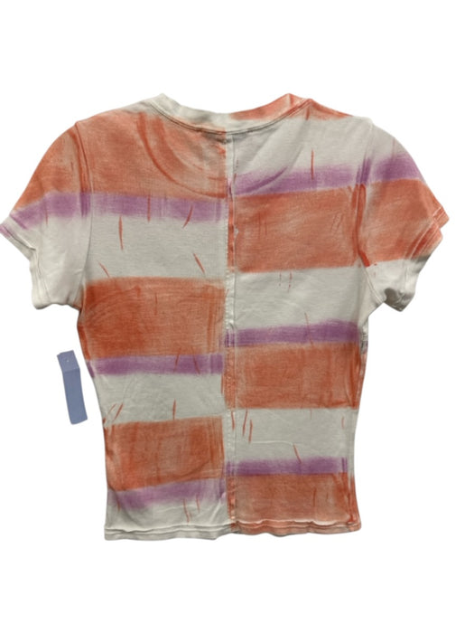 Eckhaus Latta Size S White, Orange, Purple Cotton Crew Neck Stitch Design Top White, Orange, Purple / S