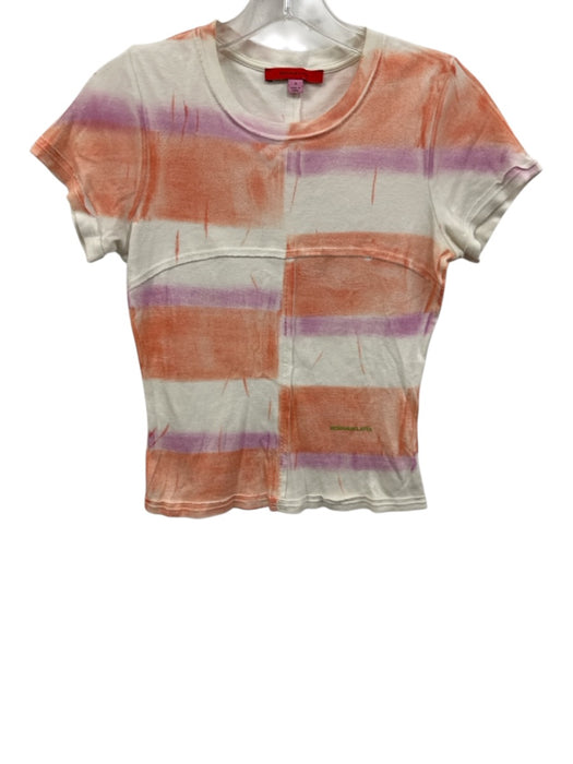Eckhaus Latta Size S White, Orange, Purple Cotton Crew Neck Stitch Design Top White, Orange, Purple / S