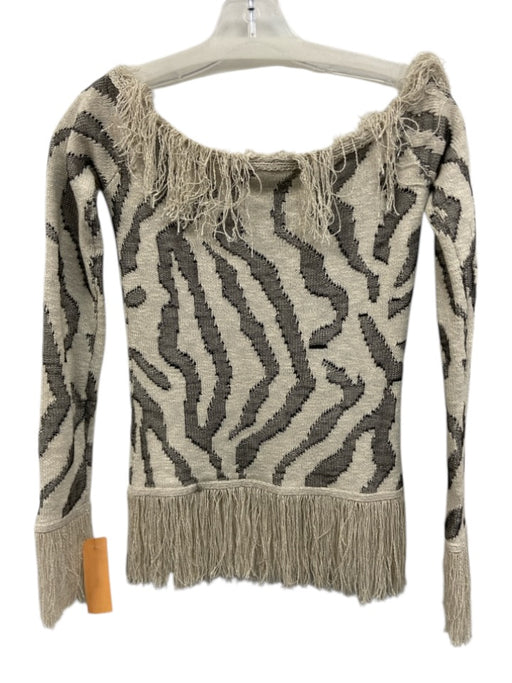 Staud Size XS Black & White Cotton Blend Long Sleeve Animal Stripe Sweater Black & White / XS