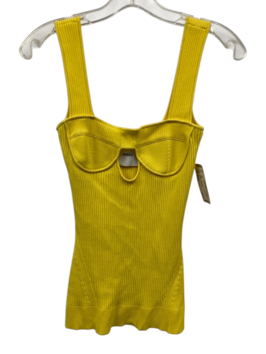 AKNVAS Size Small Yellow Rayon Blend Sleeveless Ribbed Stretch Top Yellow / Small