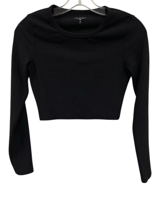 Year Of Ours Size Small Black Nylon Blend Long Sleeve Grid Scoop Neck Top Black / Small