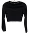 Year Of Ours Size Small Black Nylon Blend Long Sleeve Grid Scoop Neck Top Black / Small