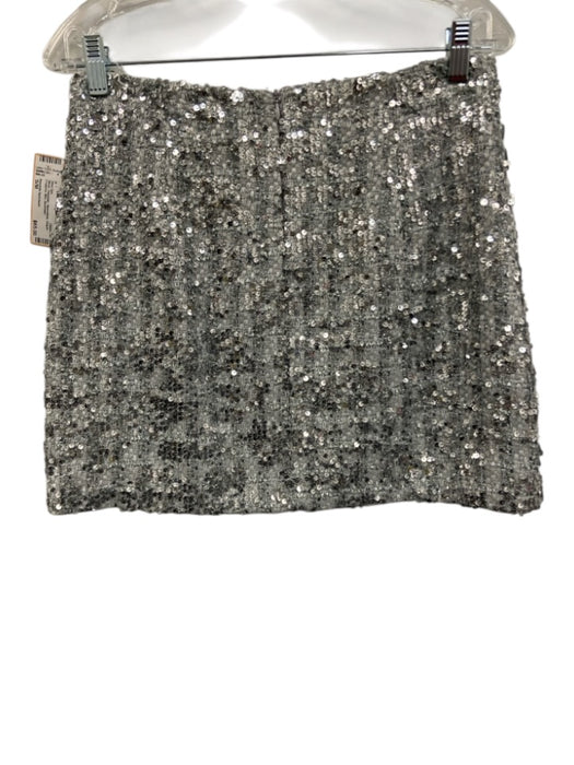 Amanda Uprichard Size S/M Silver Polyester Sleeveless Sequin Cropped Skirt Set Silver / S/M