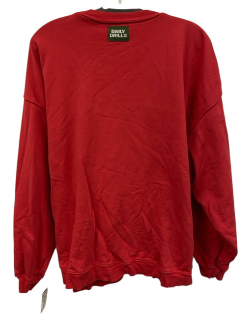 Daily Drills Size M/L Red & White Cotton Long Sleeve Logo Sweatshirt Short Set Red & White / M/L