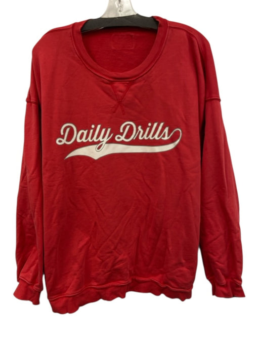 Daily Drills Size M/L Red & White Cotton Long Sleeve Logo Sweatshirt Short Set Red & White / M/L