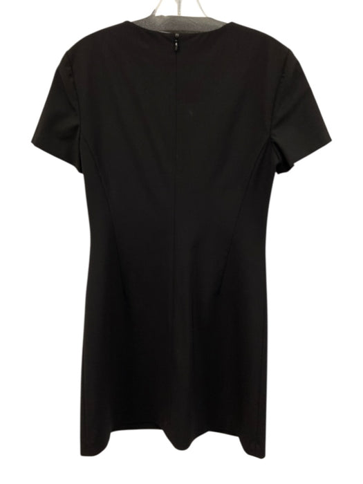 Theory Size 4 Black Wool Blend Short Sleeve Back Zip Mini Dress Black / 4