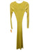 Anna Quan Size 4 Yellow & White Cotton Long Sleeve Heathered Rib Knit Midi Dress Yellow & White / 4