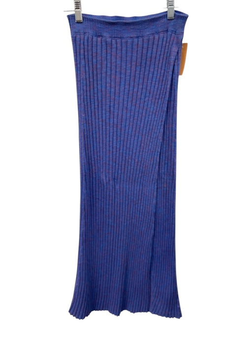 Free People Size S Blue & Pink Cotton & Viscose Elastic Waist Rib Knit Skirt Blue & Pink / S