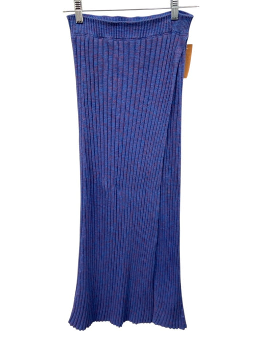 Free People Size S Blue & Pink Cotton & Viscose Elastic Waist Rib Knit Skirt Blue & Pink / S