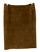 Chado by Ralph Rucci Size 4 Brown Leather Suede Back Zip Tiered Skirt Brown / 4