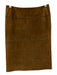 Chado by Ralph Rucci Size 4 Brown Leather Suede Back Zip Tiered Skirt Brown / 4
