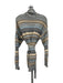 Intermix Size S Blue, White, Beige Cotton & Wool Blend Knit Geometric Cardigan Blue, White, Beige / S