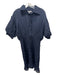 Frame Size S Navy Ramie Smocked Half Button Collared Puff Half Sleeve Dress Navy / S