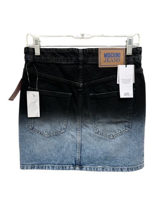 Moschino Jeans Size 26 Black Wash Cotton Denim Light Wash Ombre Mini Skirt Black Wash / 26