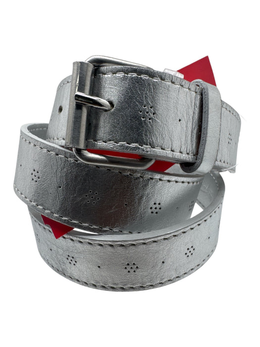 Bonpoint Silver Calf Leather Metallic Skinny Belts Silver