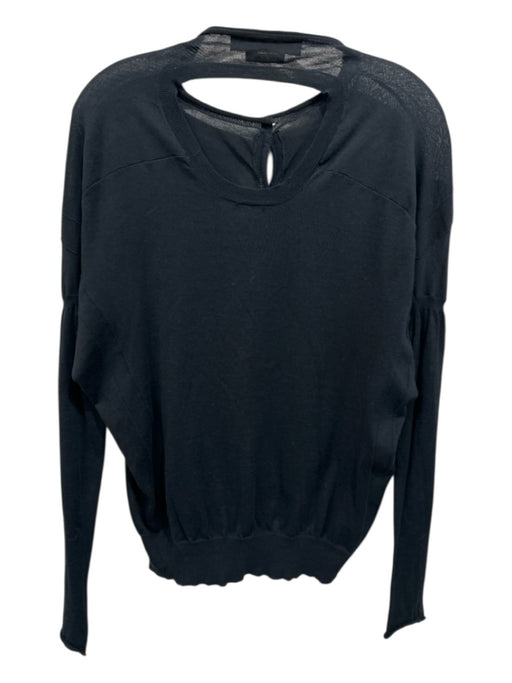 Marni Size 38 Black Cotton Long Sleeve Button Front Sheer Rolled Hem Cardigan Black / 38