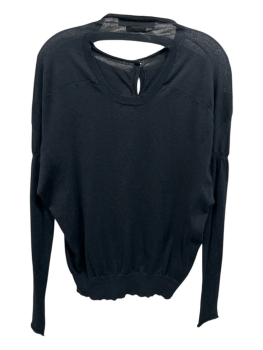 Marni Size 38 Black Cotton Long Sleeve Button Front Sheer Rolled Hem Cardigan Black / 38