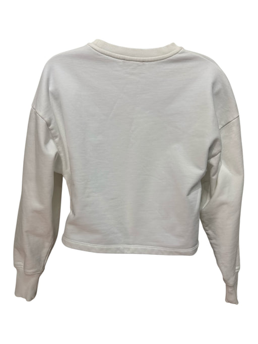 Balmain Size XS White & Black Cotton Long Sleeve Logo Sweatshirt Cropped Sweater White & Black / XS