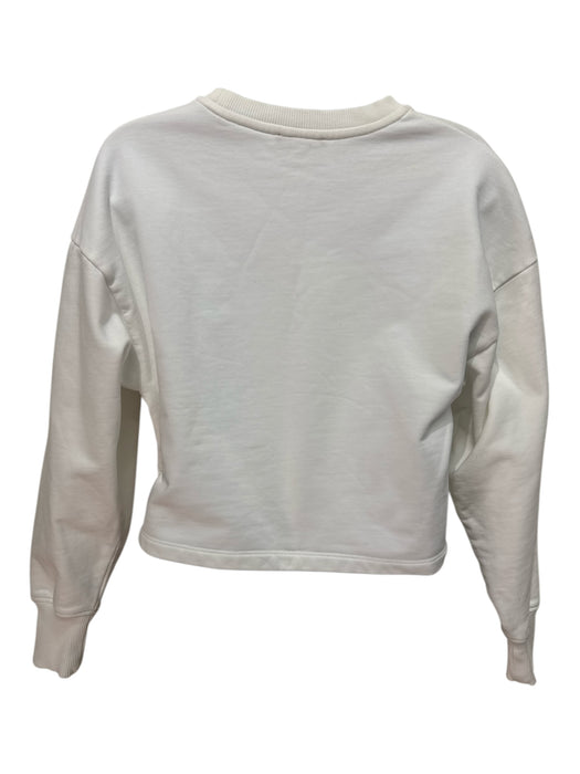 Balmain Size XS White & Black Cotton Long Sleeve Logo Sweatshirt Cropped Sweater White & Black / XS