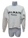 Balmain Size XS White & Black Cotton Long Sleeve Logo Sweatshirt Cropped Sweater White & Black / XS
