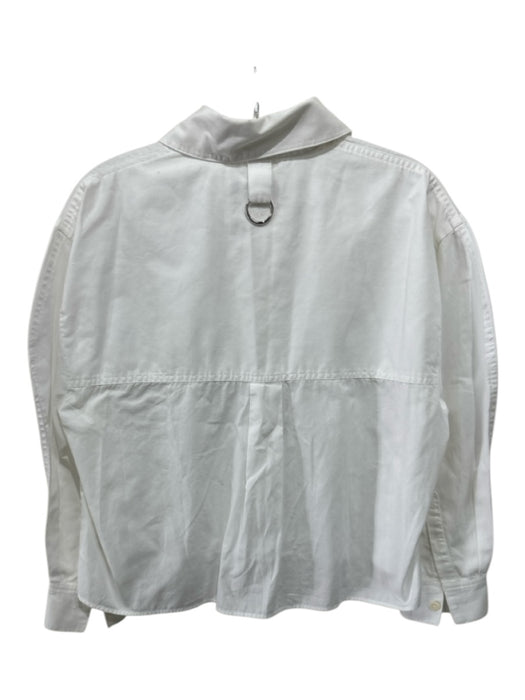 Tibi Size XS White Cotton Long Sleeve Button Front Collar Silver hardware Top White / XS