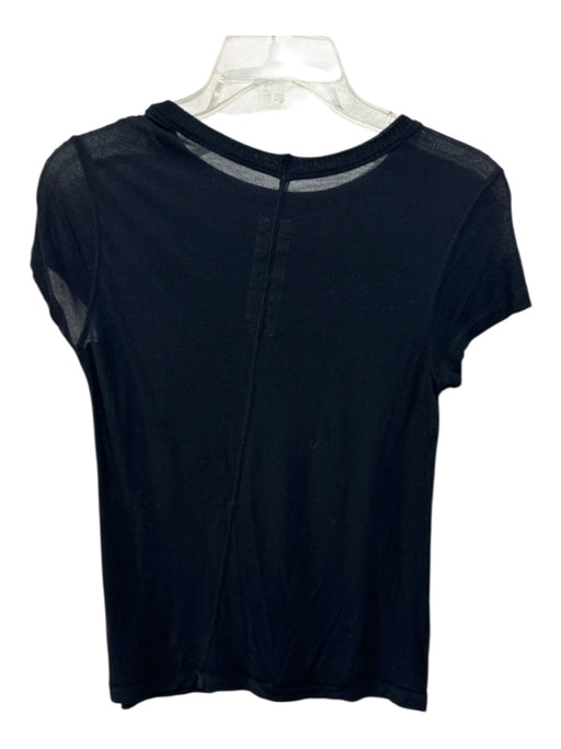 Rick Owens Size 6 Black Viscose Blend Cap Sleeve Back Seam Tee Top Black / 6