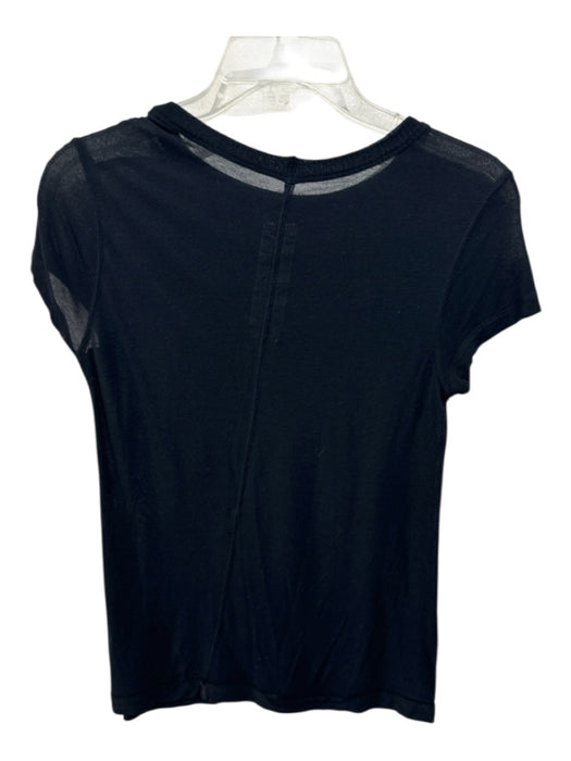 Rick Owens Size 6 Black Viscose Blend Cap Sleeve Back Seam Tee Top Black / 6